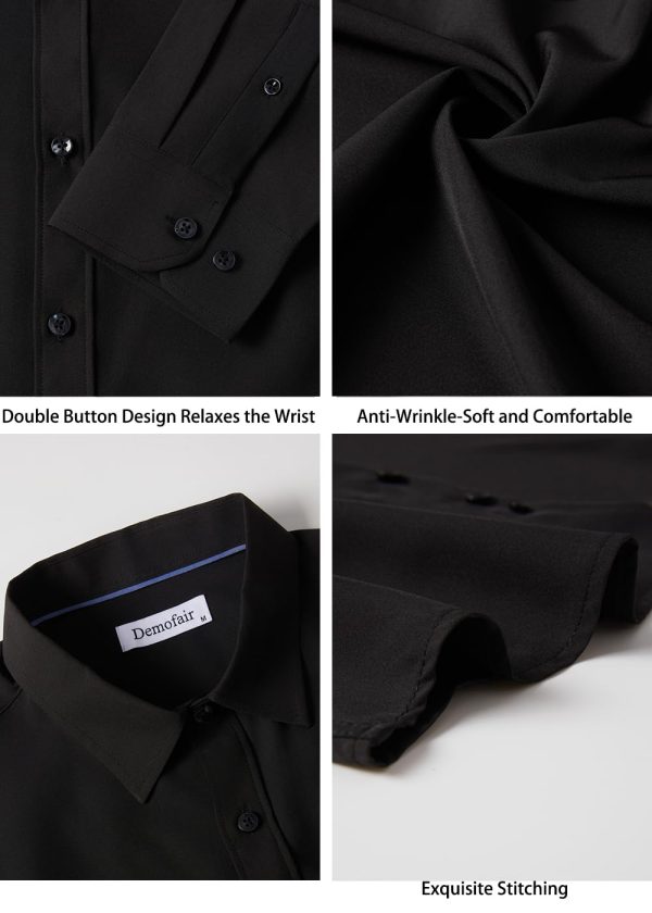 Men's Dress Shirts Solid Wrinkle-Free Long Sleeve Button Down Shirt Regular Fit Formal Shirts