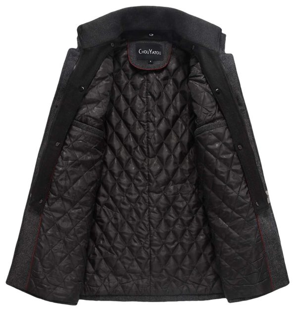 Men's Winter Stylish Wool Blend Single Breasted Military Peacoat