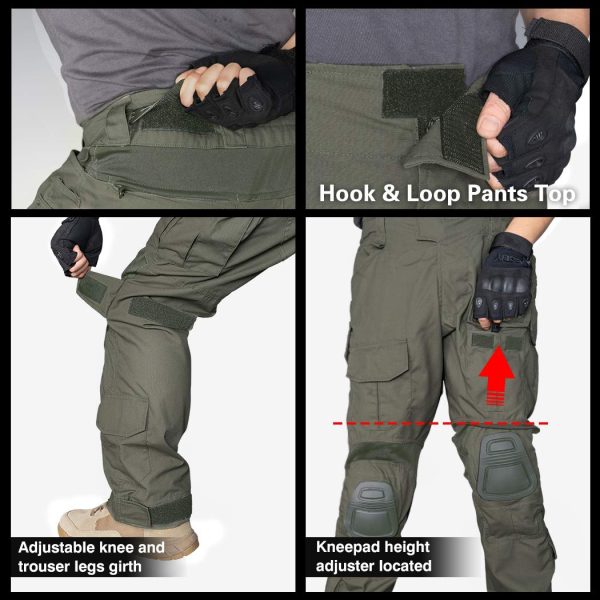 Combat Pants G3 camo Pants with Knee Pads Men Tactical Trousers Multiple Pocket Hook-and-Loop Adjuster