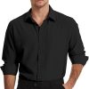 Men's Dress Shirts Solid Wrinkle-Free Long Sleeve Button Down Shirt Regular Fit Formal Shirts