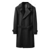 Men'S Warm Trench Coat Wool Blend Slim Fit Top Coat Winter Double Breasted Business Overcoat With Belt