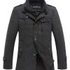 Men's Winter Stylish Wool Blend Single Breasted Military Peacoat