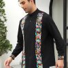 Mexican Shirts for Men Guayabera Embroidered Traditional Fiesta Button Up Mandarin Collared Long Sleeve Shirt