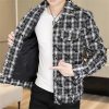 Men Spring Retro Plaid Jacket Social Streetwear Coats Versatile Ripped Jacket