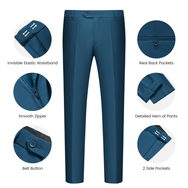 Men’s Slim Fit Suit One Button 3-Piece Blazer Dress Business Wedding Party Jacket Vest & Pant