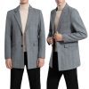 Men's Herringbone Wool Blend Coat Jackets Casual Notched Lapel Blazer Pea Coat Autumn Winter Warm Trench Overcoat