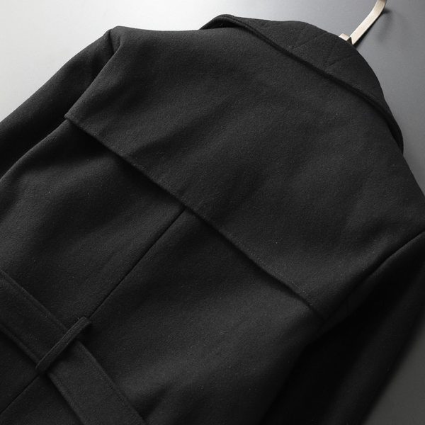 Men'S Warm Trench Coat Wool Blend Slim Fit Top Coat Winter Double Breasted Business Overcoat With Belt