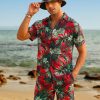 Men's Flower Hawaiian Sets Casual Short Sleeve Shirt and Shorts Suits Outfits with Bucket Hats