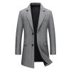 Men's Herringbone Wool Blend Coat Jackets Casual Notched Lapel Blazer Pea Coat Autumn Winter Warm Trench Overcoat