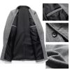 Men's Herringbone Wool Blend Coat Jackets Casual Notched Lapel Blazer Pea Coat Autumn Winter Warm Trench Overcoat