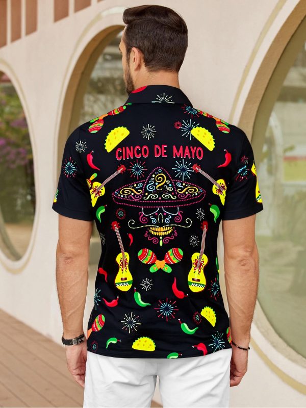 Cinco De Mayo Shirts for Men Mexico Button Down Shirt Hawaiian Tropical Tees Summer Short Sleeve Outfit