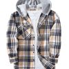 Men's Flannel Hoodie Shirts Casual Button Down Plaid Shirt Jackets for Men Long Sleeve Stylish Hooded with Pocket