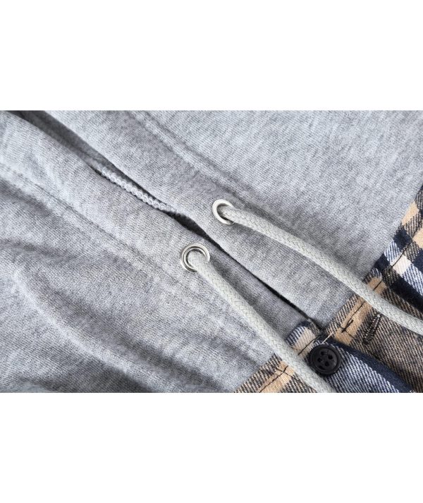 Men's Flannel Hoodie Shirts Casual Button Down Plaid Shirt Jackets for Men Long Sleeve Stylish Hooded with Pocket