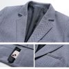 Men's Wool Blend Coat with Detachable Scarfs Herringbone Jackets Casual Blazer Pea Coat Autumn Warm Trench Overcoat