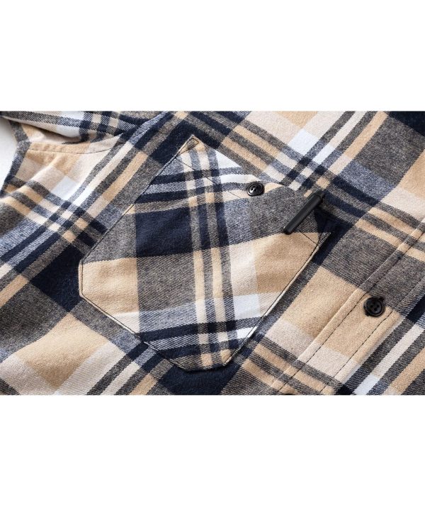 Men's Flannel Hoodie Shirts Casual Button Down Plaid Shirt Jackets for Men Long Sleeve Stylish Hooded with Pocket