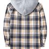 Men's Flannel Hoodie Shirts Casual Button Down Plaid Shirt Jackets for Men Long Sleeve Stylish Hooded with Pocket