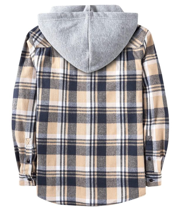 Men's Flannel Hoodie Shirts Casual Button Down Plaid Shirt Jackets for Men Long Sleeve Stylish Hooded with Pocket