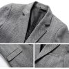 Men's Herringbone Wool Blend Coat Jackets Casual Notched Lapel Blazer Pea Coat Autumn Winter Warm Trench Overcoat